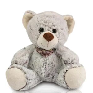 Urso de Pelúcia 24 cm Sentado - Ravi Com Bandana Xadrez Avelã